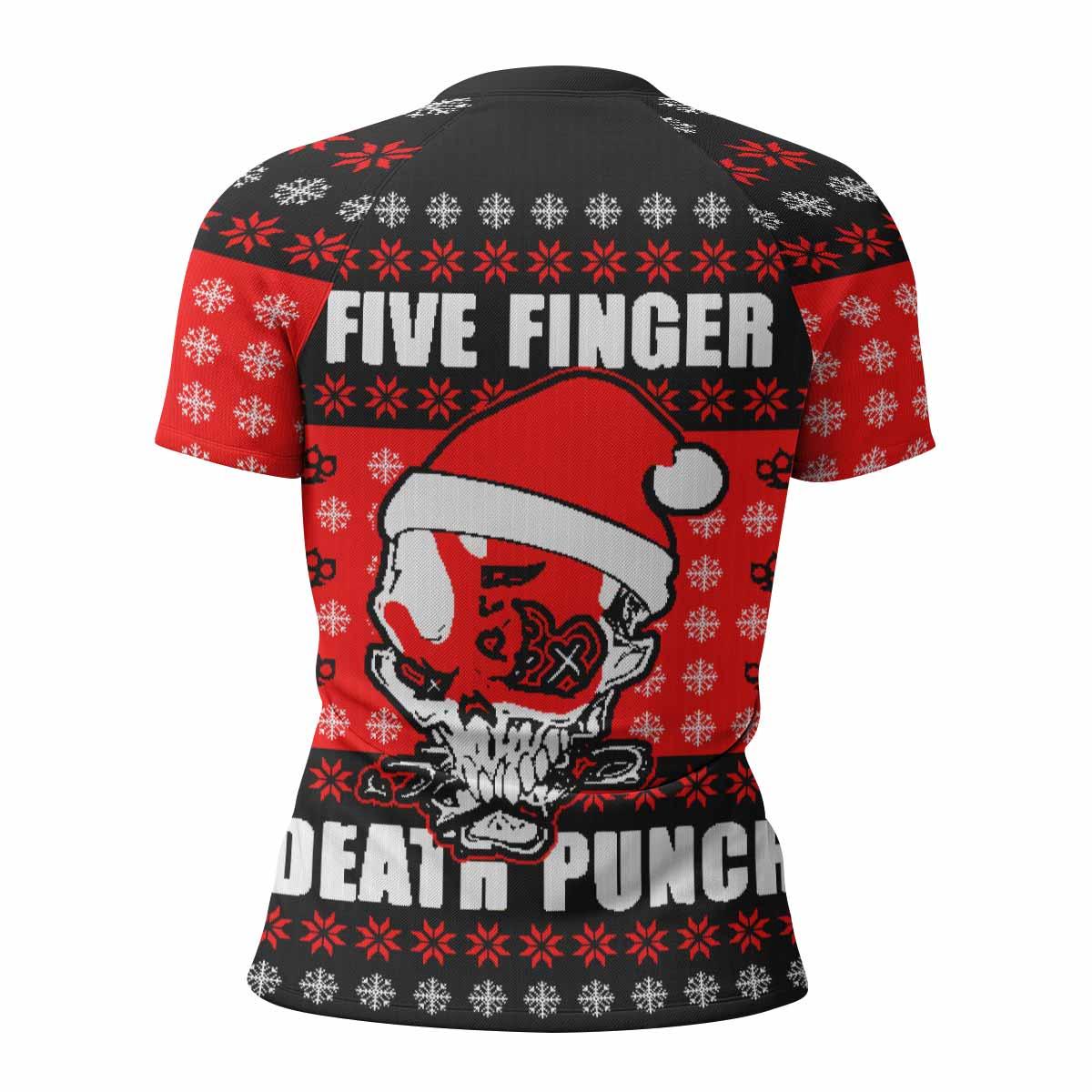 Five Finger Death Punch Ugly Heavy Metal Band Women's Rash Guard Short Sleeve - back view mockup