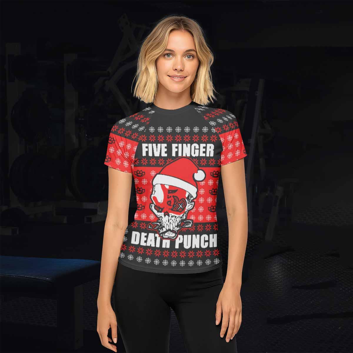 Five Finger Death Punch Ugly Heavy Metal Band Women's Rash Guard Short Sleeve - lifestyle view