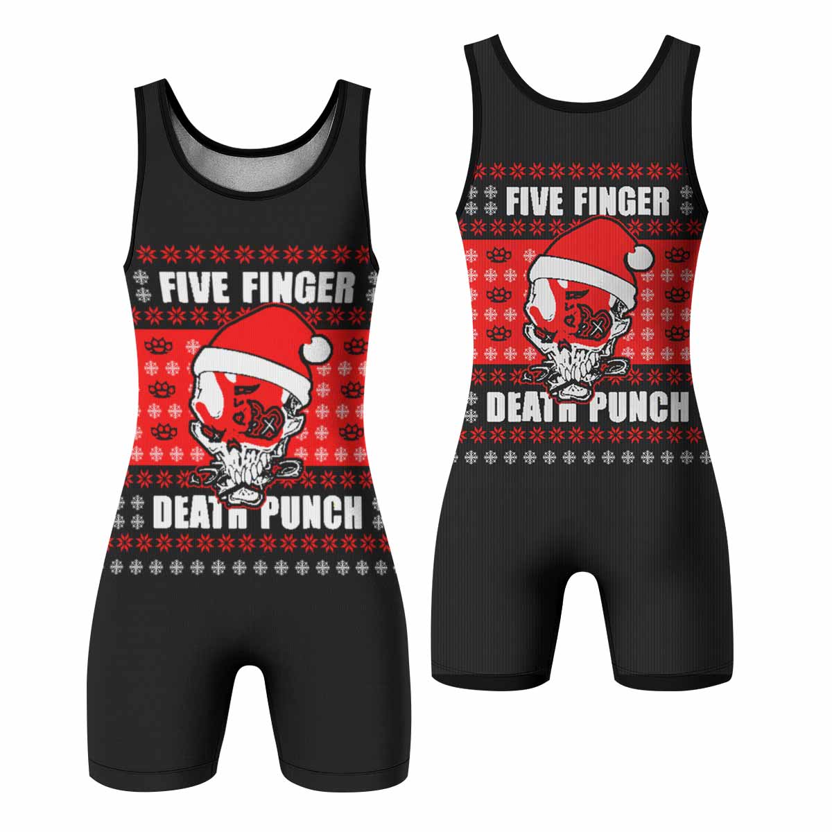Five Finger Death Punch Ugly Heavy Metal Band Wrestling Singlet - front and back view