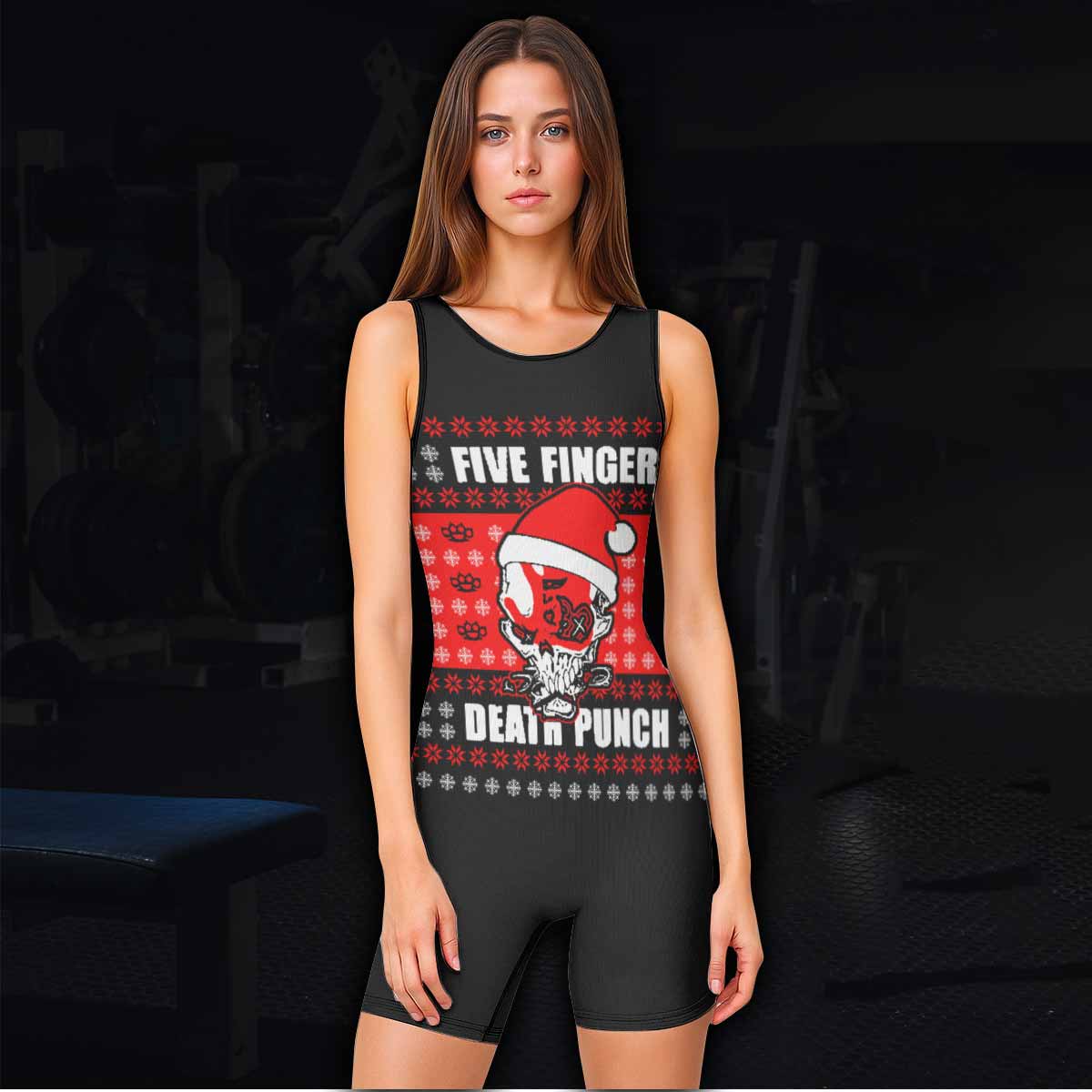 Five Finger Death Punch Ugly Heavy Metal Band Wrestling Singlet - women's lifestyle view
