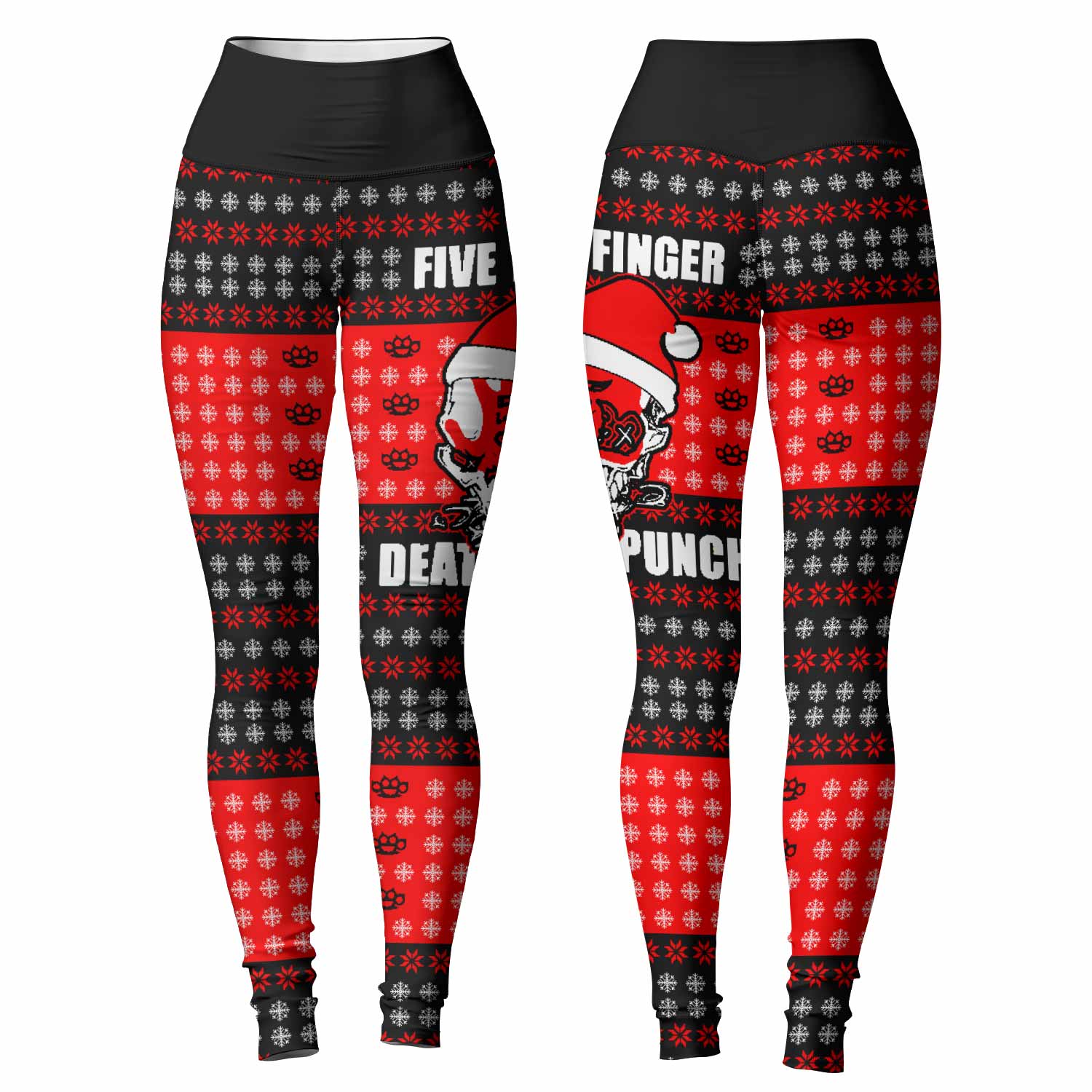 Five Finger Death Punch Ugly Heavy Metal Band Women's Leggings - front and back view