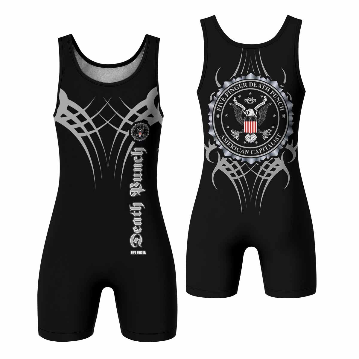 Five Finger Death Punch Wrestling Singlet - front and back view