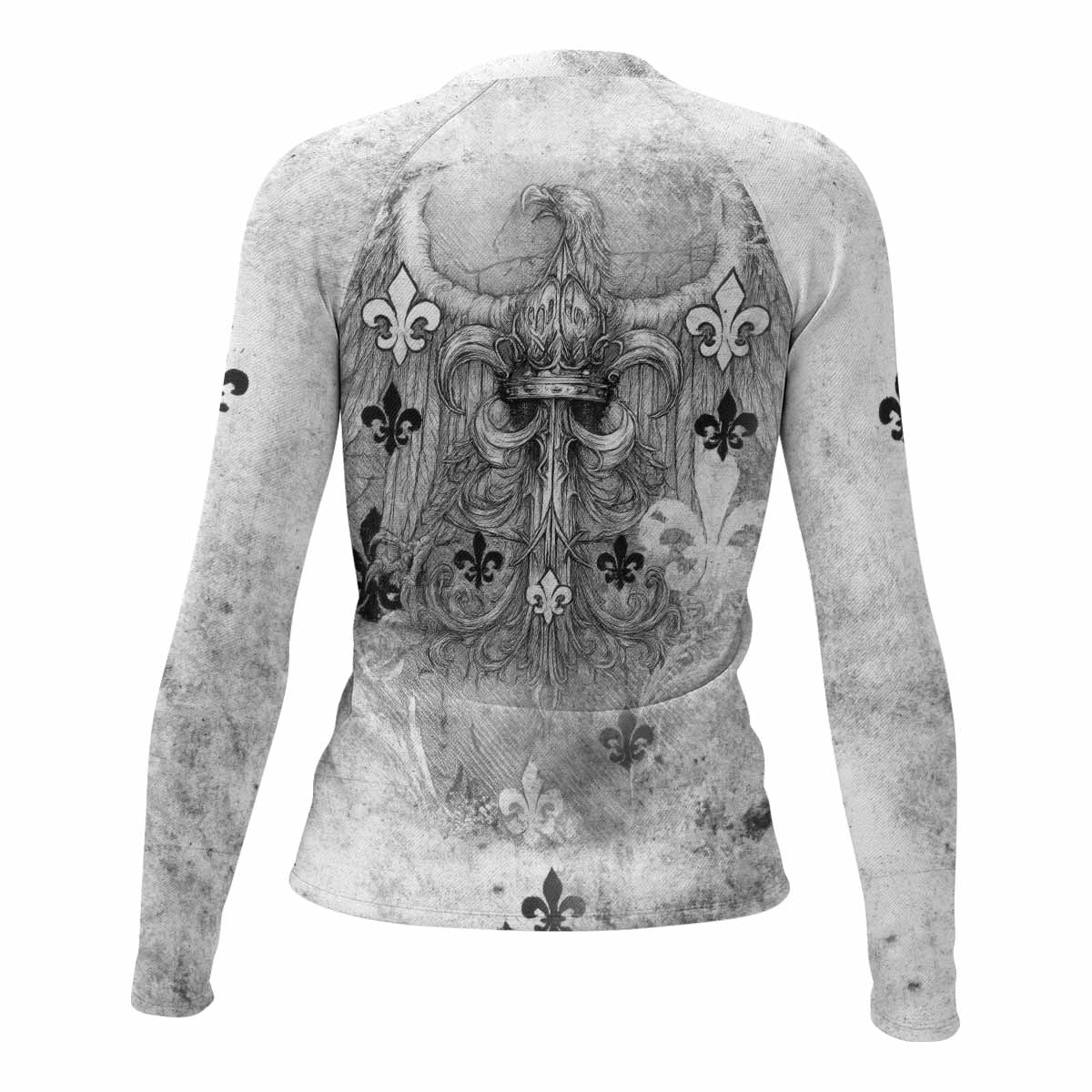 Fleur-de-Lis Rebirth Women's Rash Guard Long Sleeve - back view mockup