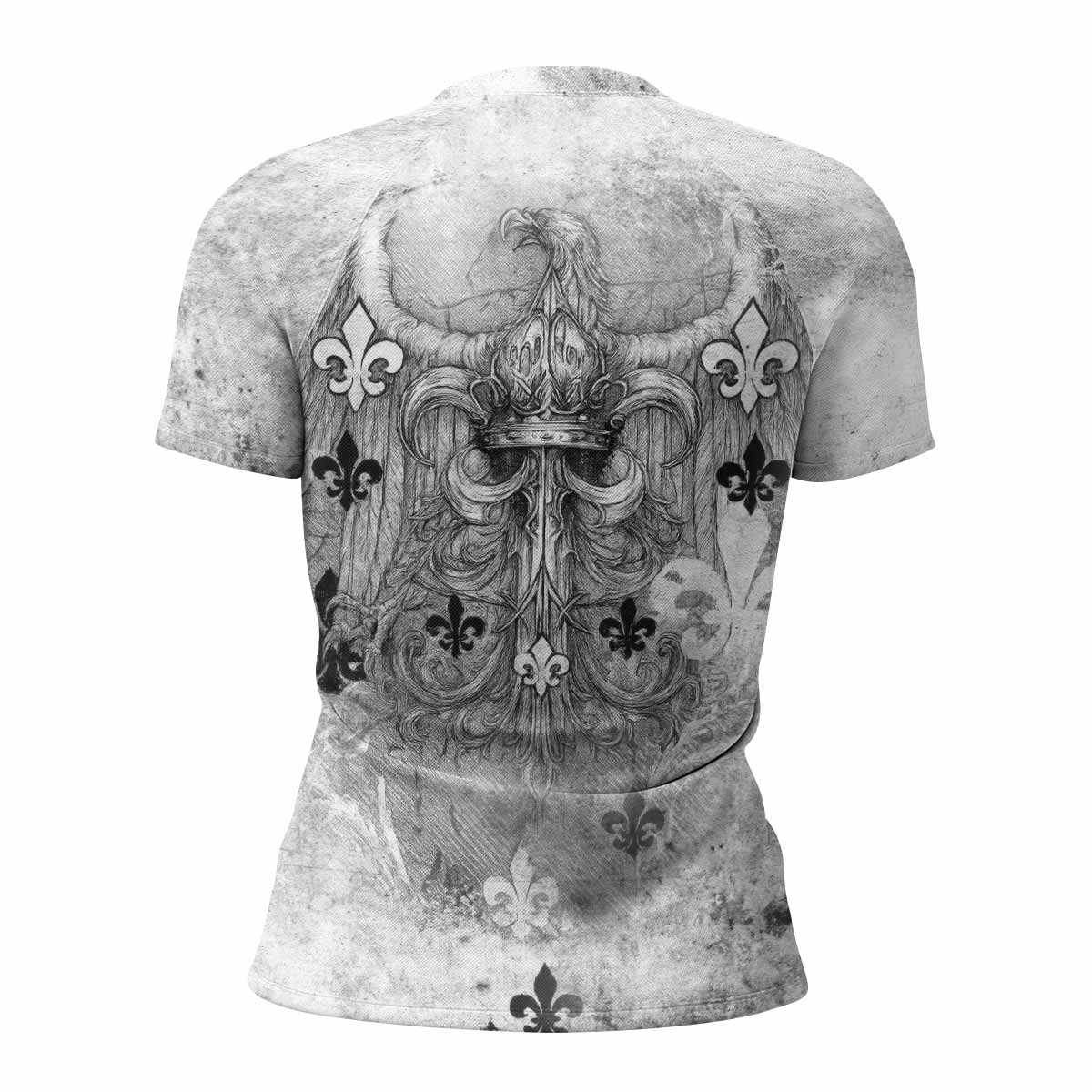 Fleur-de-Lis Rebirth Women's Rash Guard Short Sleeve - back view mockup