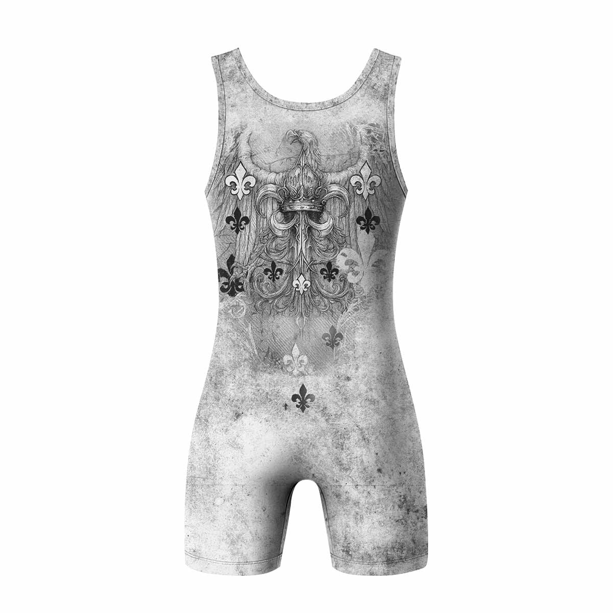 Fleur-de-Lis Rebirth Wrestling Singlet - back view mockup