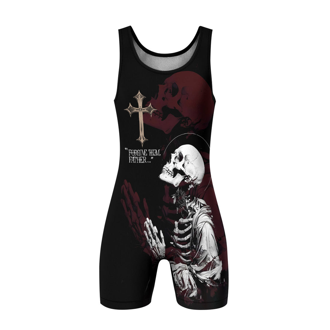 Forgive Them Father Wrestling Singlet - front and back view