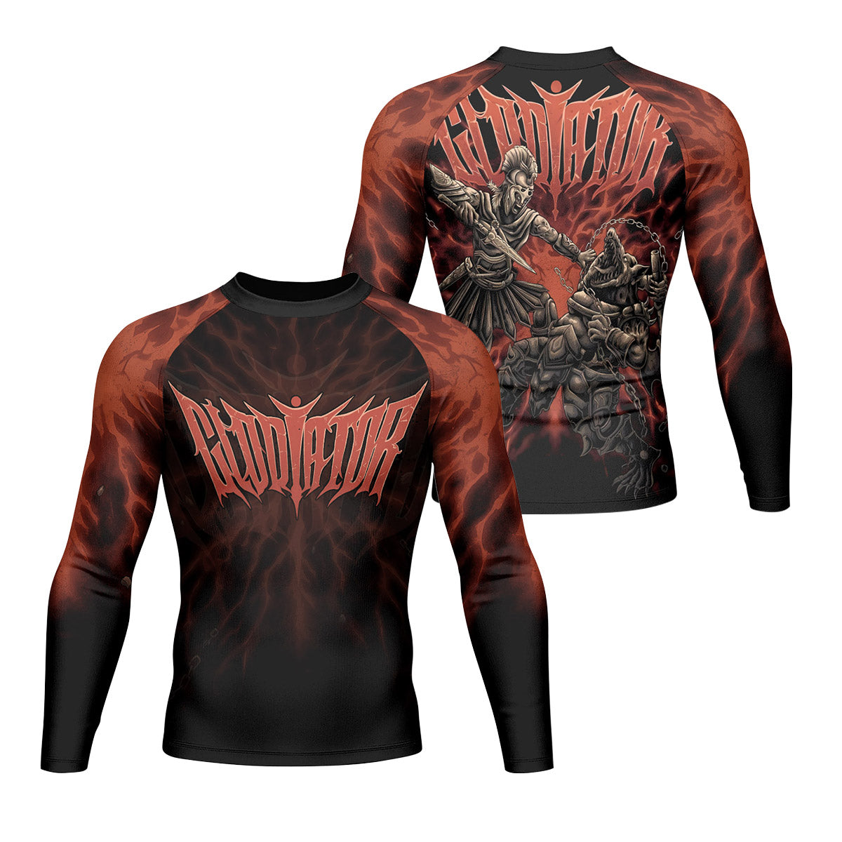 Gladiators' Last Stand Men’s Long Sleeve Rash Guard - front and back view
