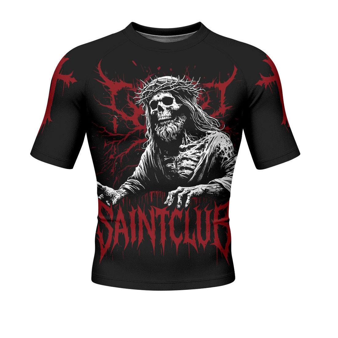 God Is Great Men’s Short Sleeve Rash Guard - front and back view