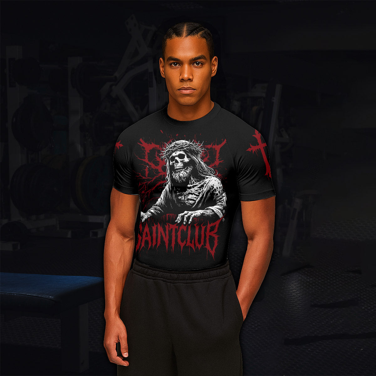 God Is Great Men’s Short Sleeve Rash Guard - lifestyle view