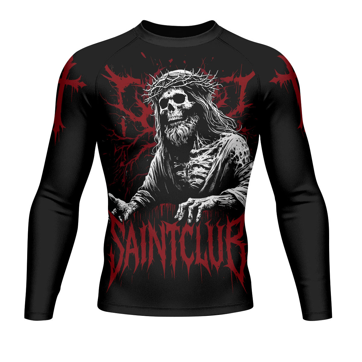 God Is Great Men’s Long Sleeve Rash Guard - front view mockup