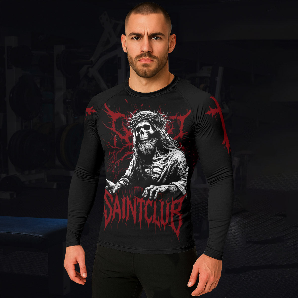 God Is Great Men’s Long Sleeve Rash Guard - lifestyle view