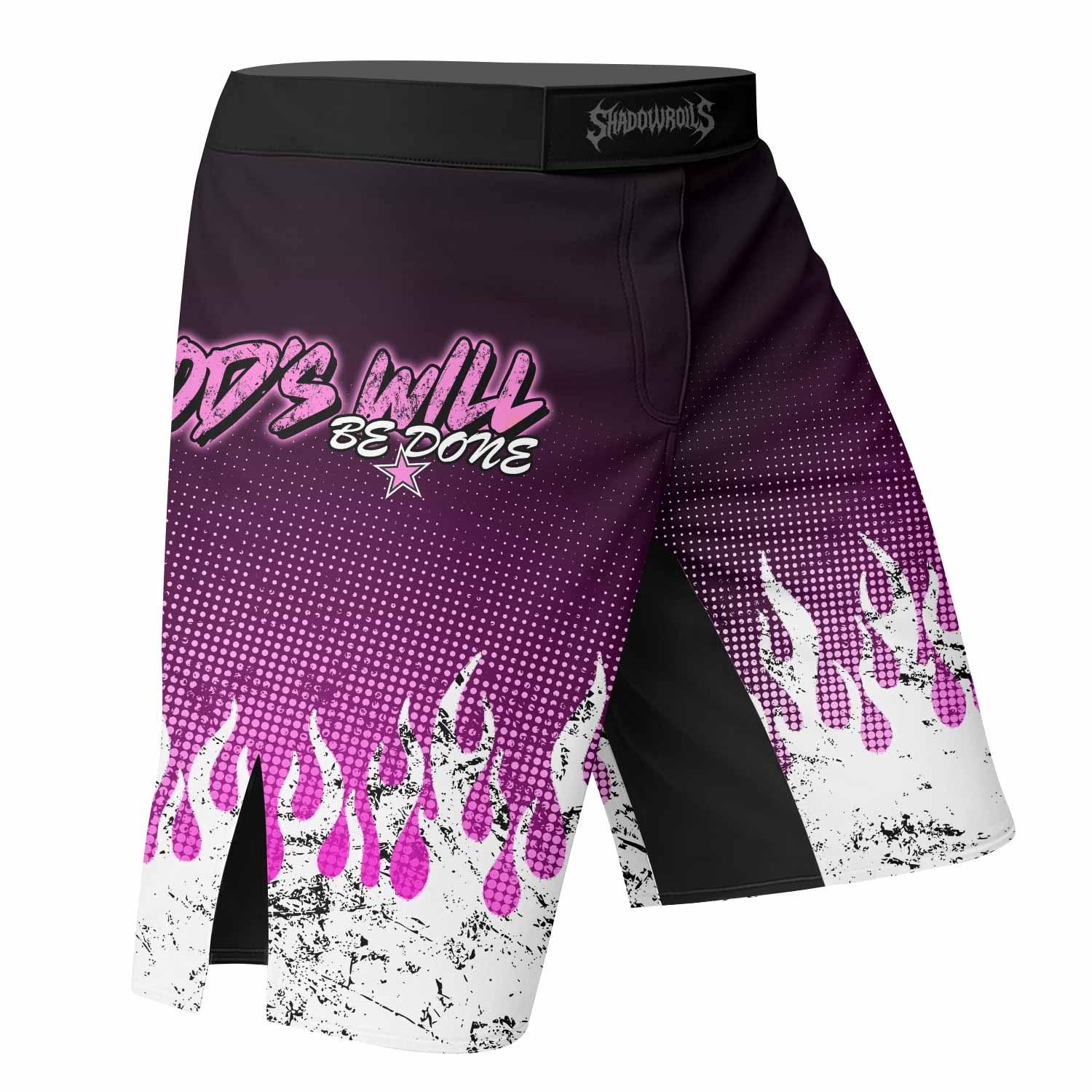 God's Will Be Done Mixed Martial Arts Shorts - right side mockup