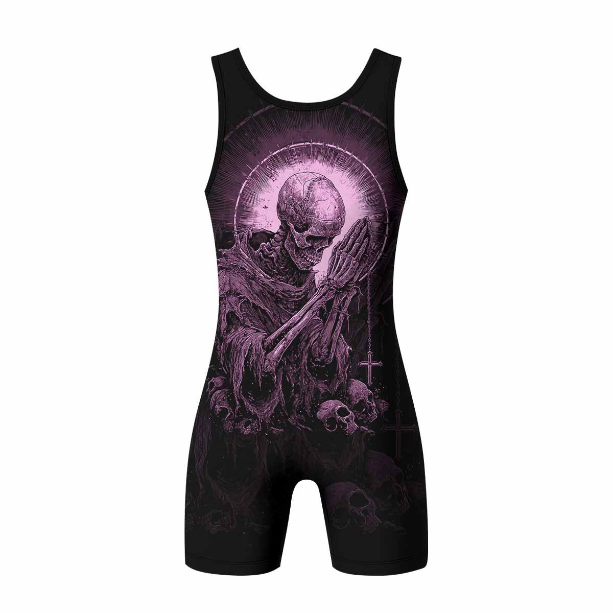 God's Will Be Done Wrestling Singlet - back view mockup