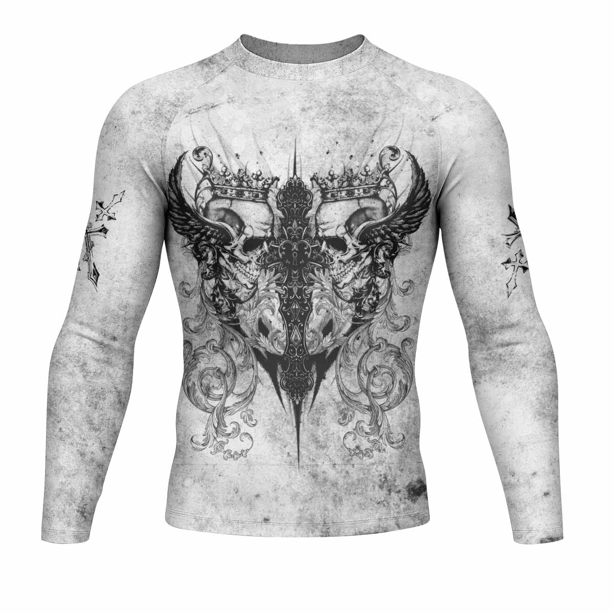 Gothic Angel Cross Men's Rash Guard Long Sleeve - front view mockup