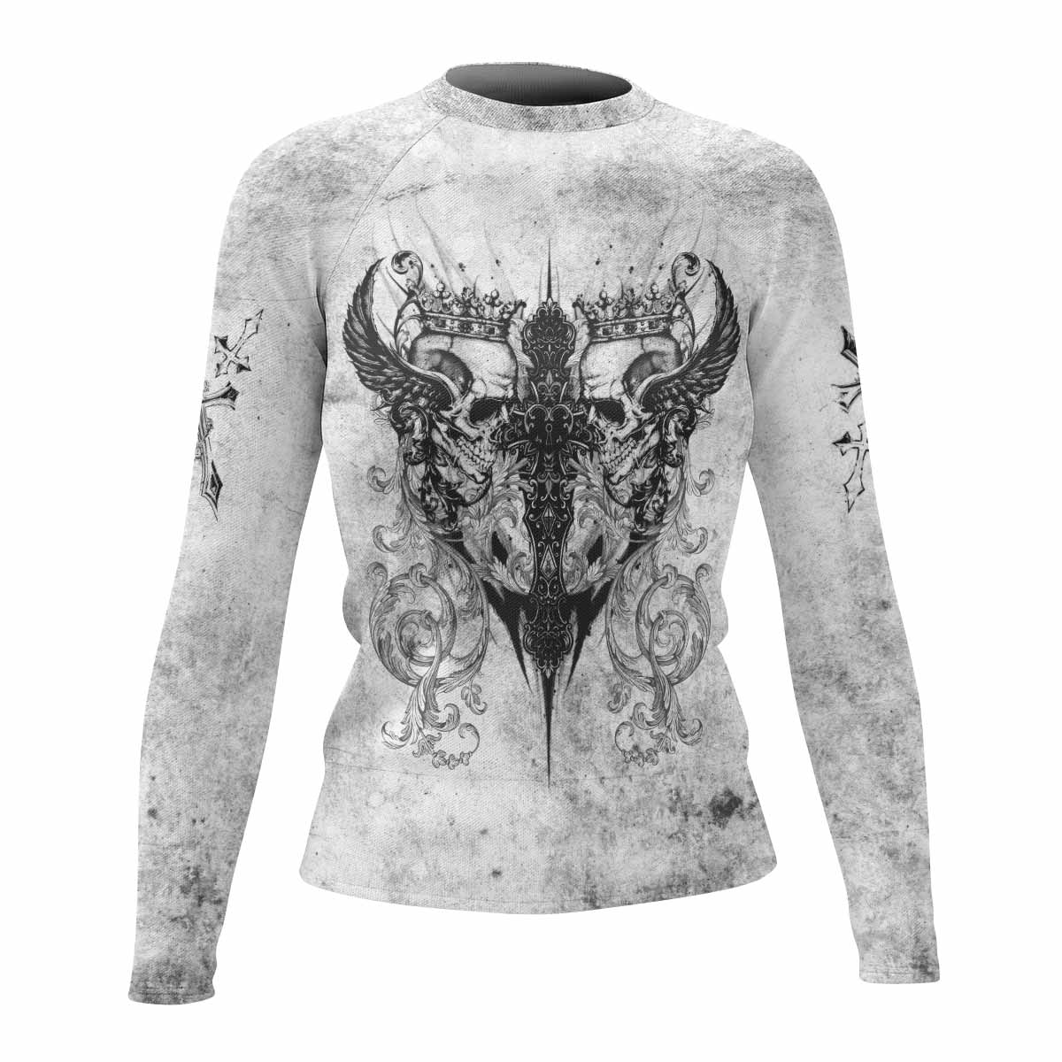 Gothic Angel Cross Women's Rash Guard Long Sleeve - front view mockup