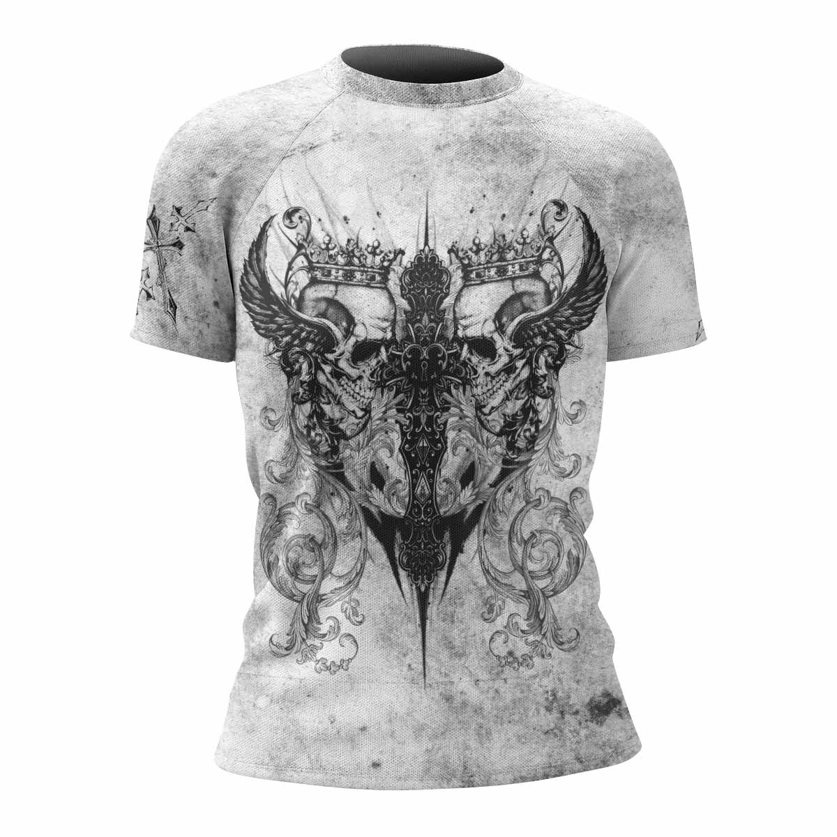 Gothic Angel Cross Women's Rash Guard Short Sleeve - front view mockup