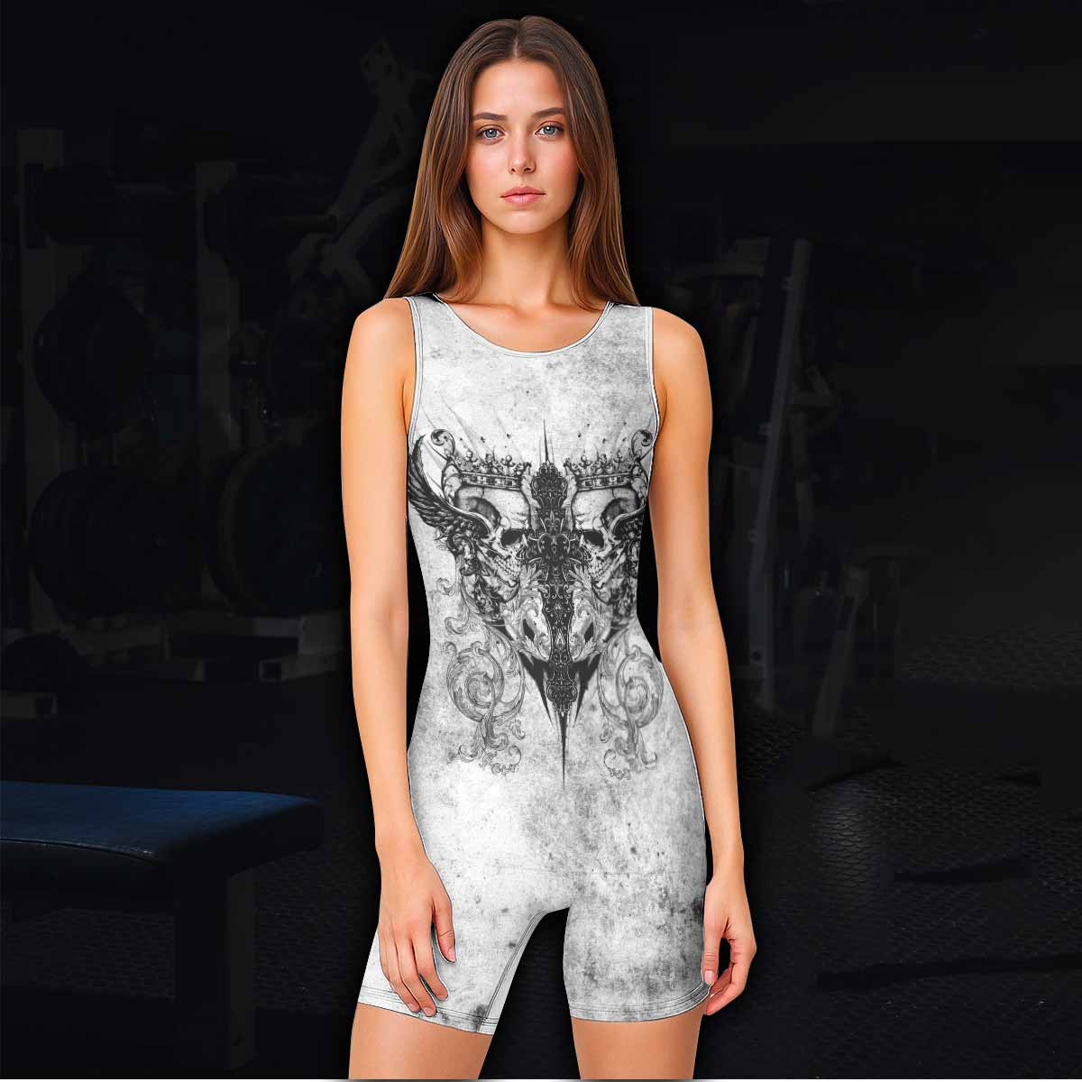 Gothic Angel Cross Wrestling Singlet - women's lifestyle view