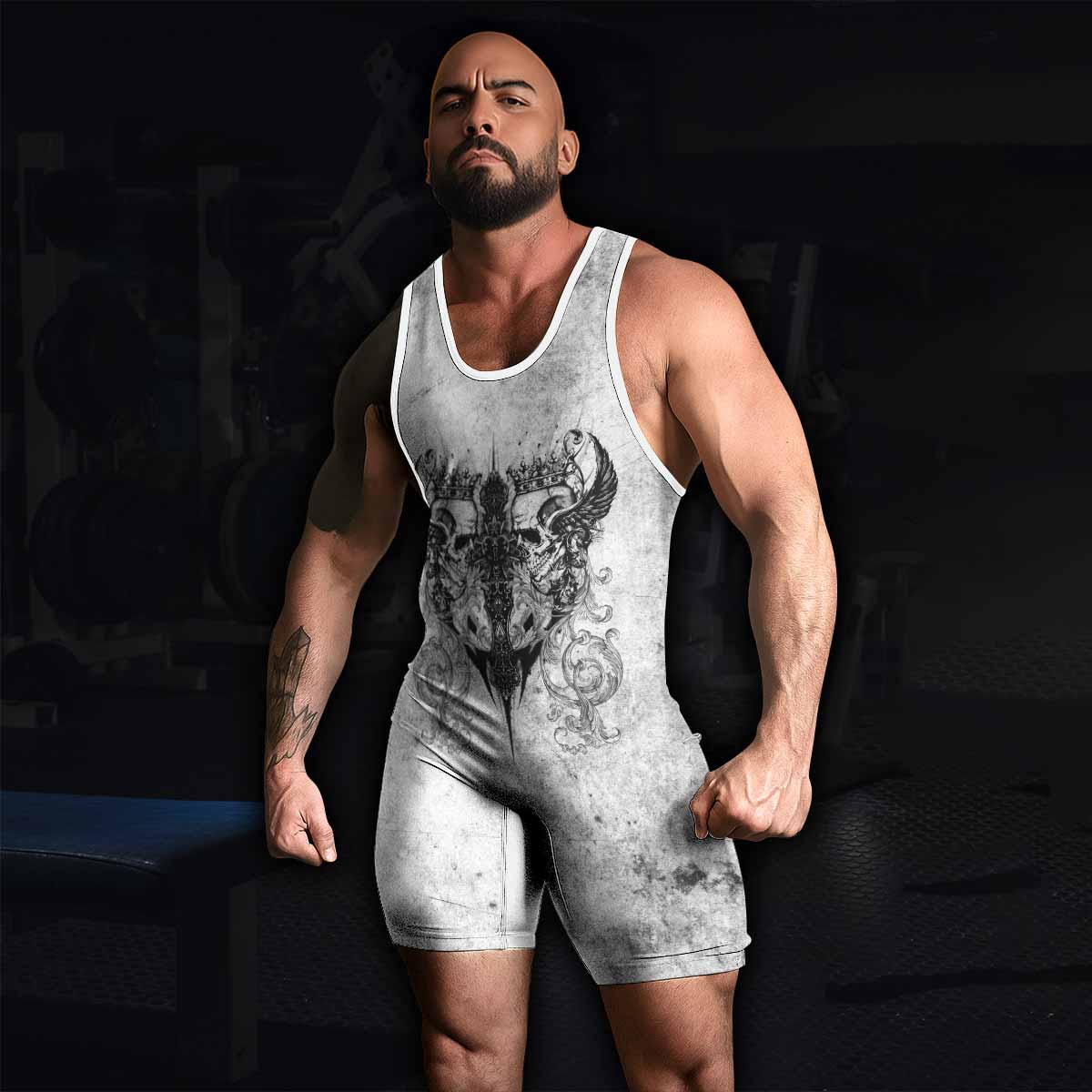Gothic Angel Cross Wrestling Singlet - men's lifestyle view