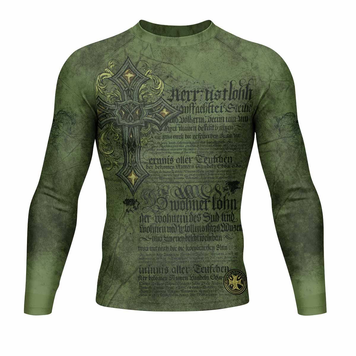 Gothic Cross Men's Rash Guard Long Sleeve - front view mockup