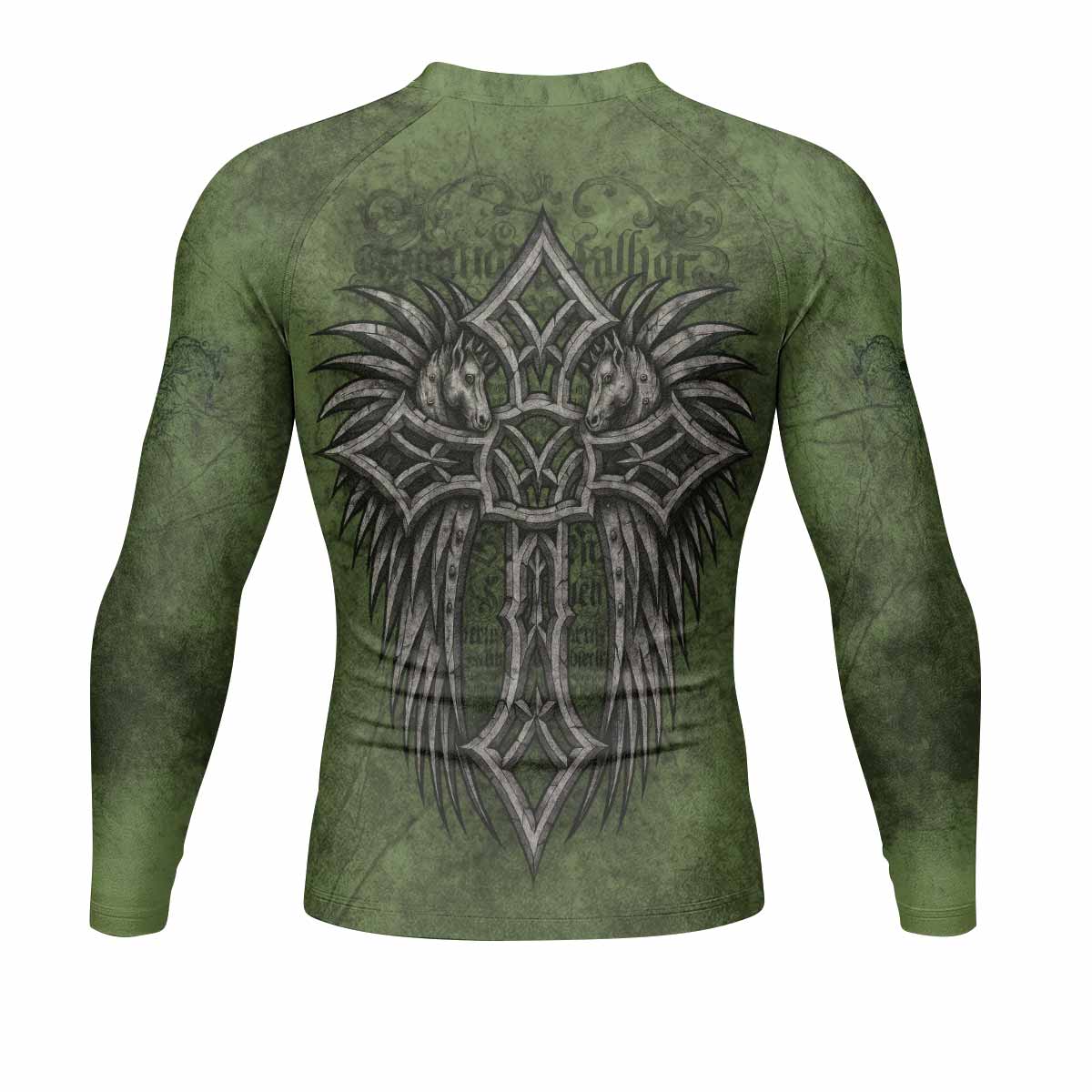 Gothic Cross Men's Rash Guard Long Sleeve - back view mockup