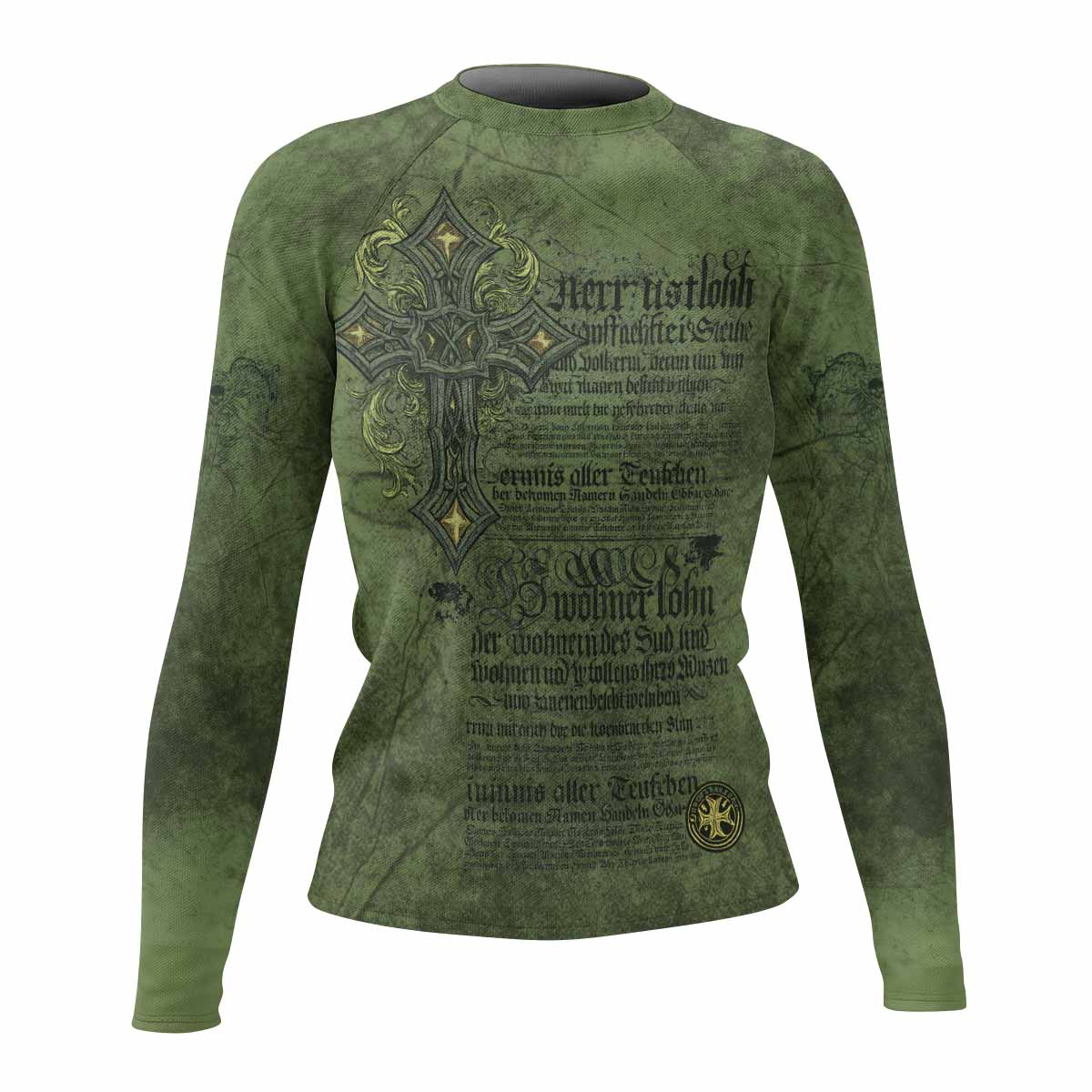Gothic Cross Women's Rash Guard Long Sleeve - front view mockup