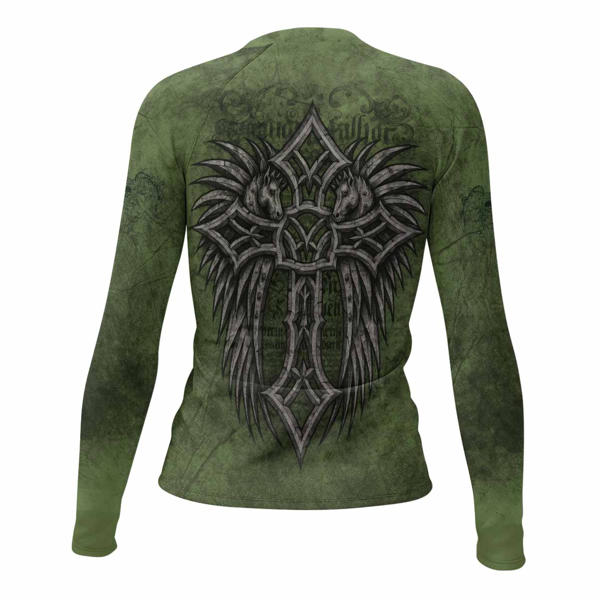 Gothic Cross Women's Rash Guard Long Sleeve - back view mockup