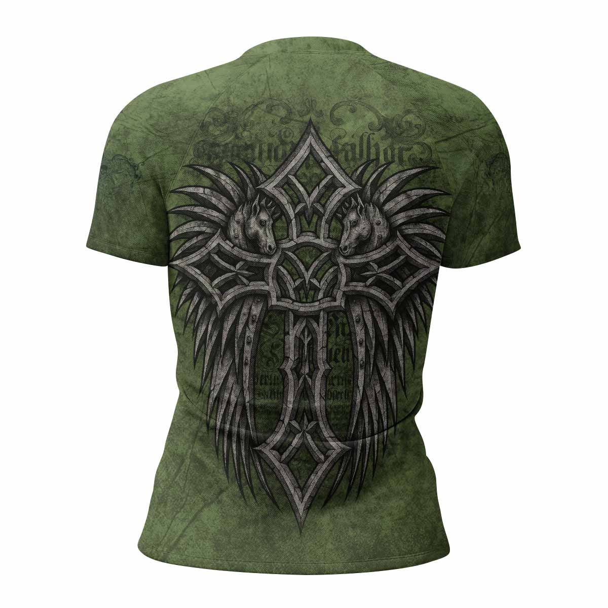 Gothic Cross Women's Rash Guard Short Sleeve - back view mockup