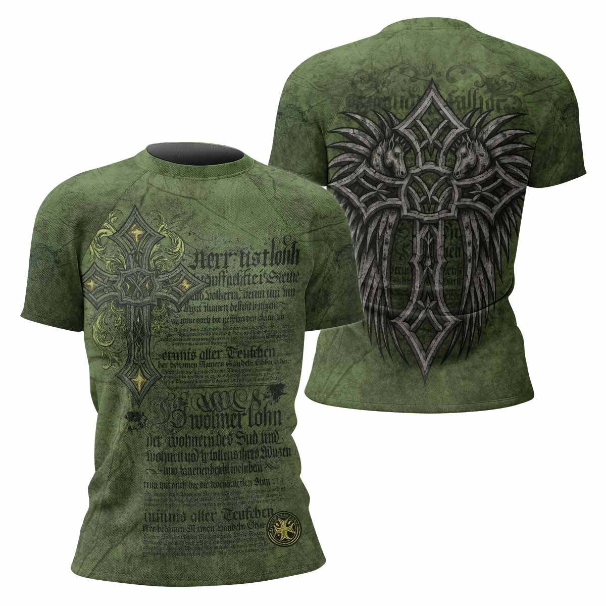 Gothic Cross Women's Rash Guard Short Sleeve - front and back view