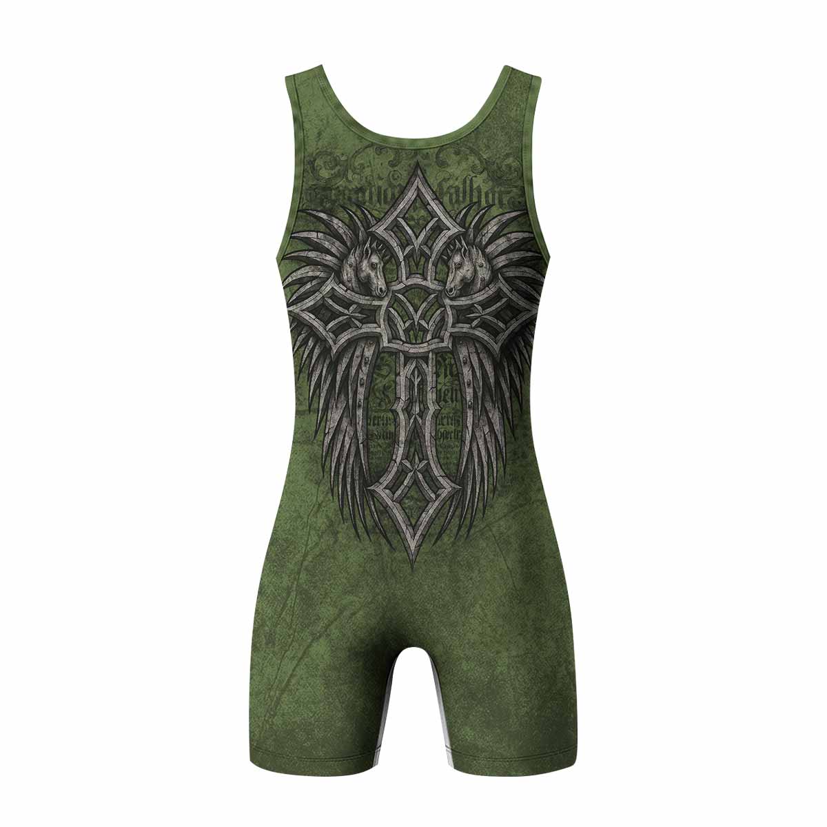 Gothic Cross Wrestling Singlet - back view mockup