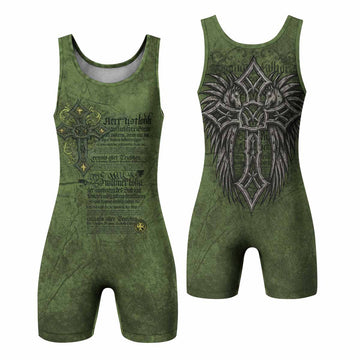 Gothic Cross Wrestling Singlet - front and back view