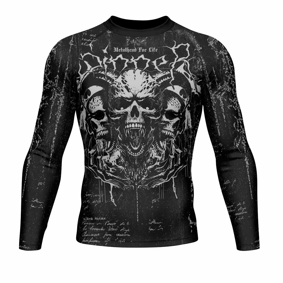 Hellborn Wrath Men's Rash Guard Long Sleeve - front view mockup 