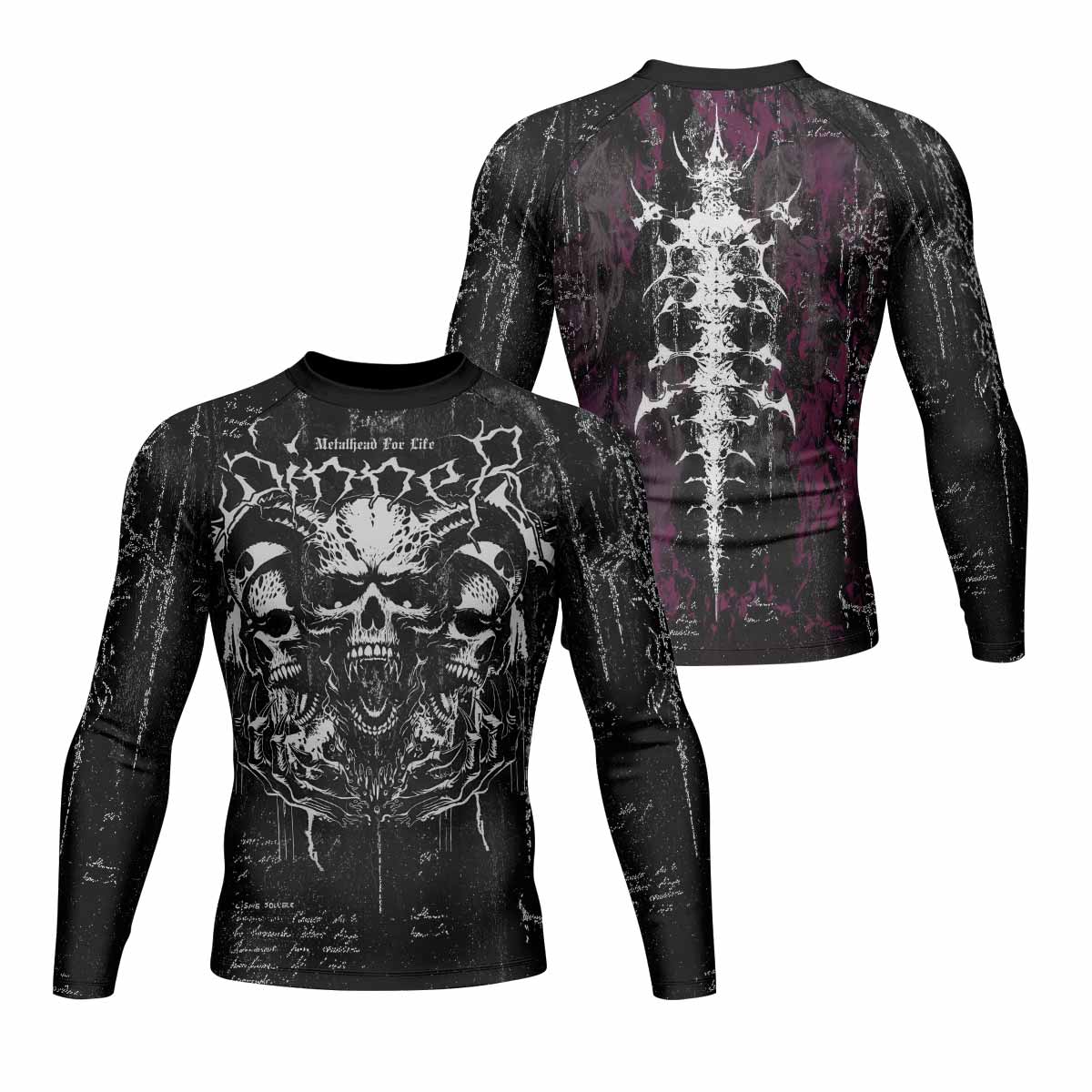 Hellborn Wrath Men's Rash Guard Long Sleeve - front and back view