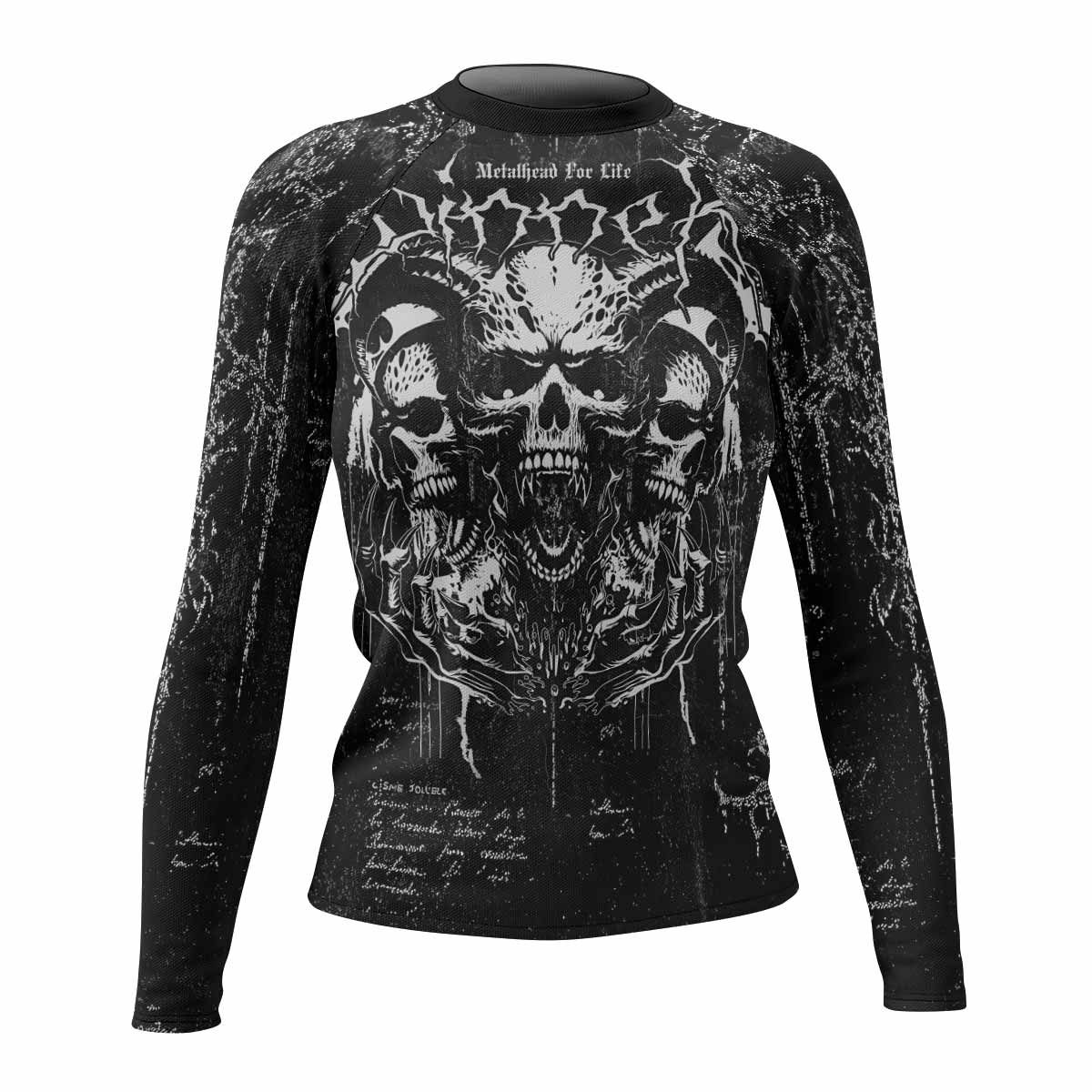 Hellborn Wrath Women's Rash Guard Long Sleeve - front view mockup 