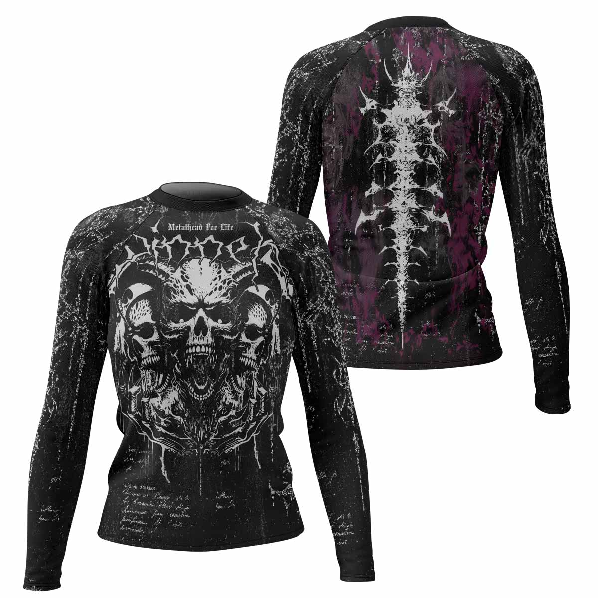 Hellborn Wrath Women's Rash Guard Long Sleeve - front and back view