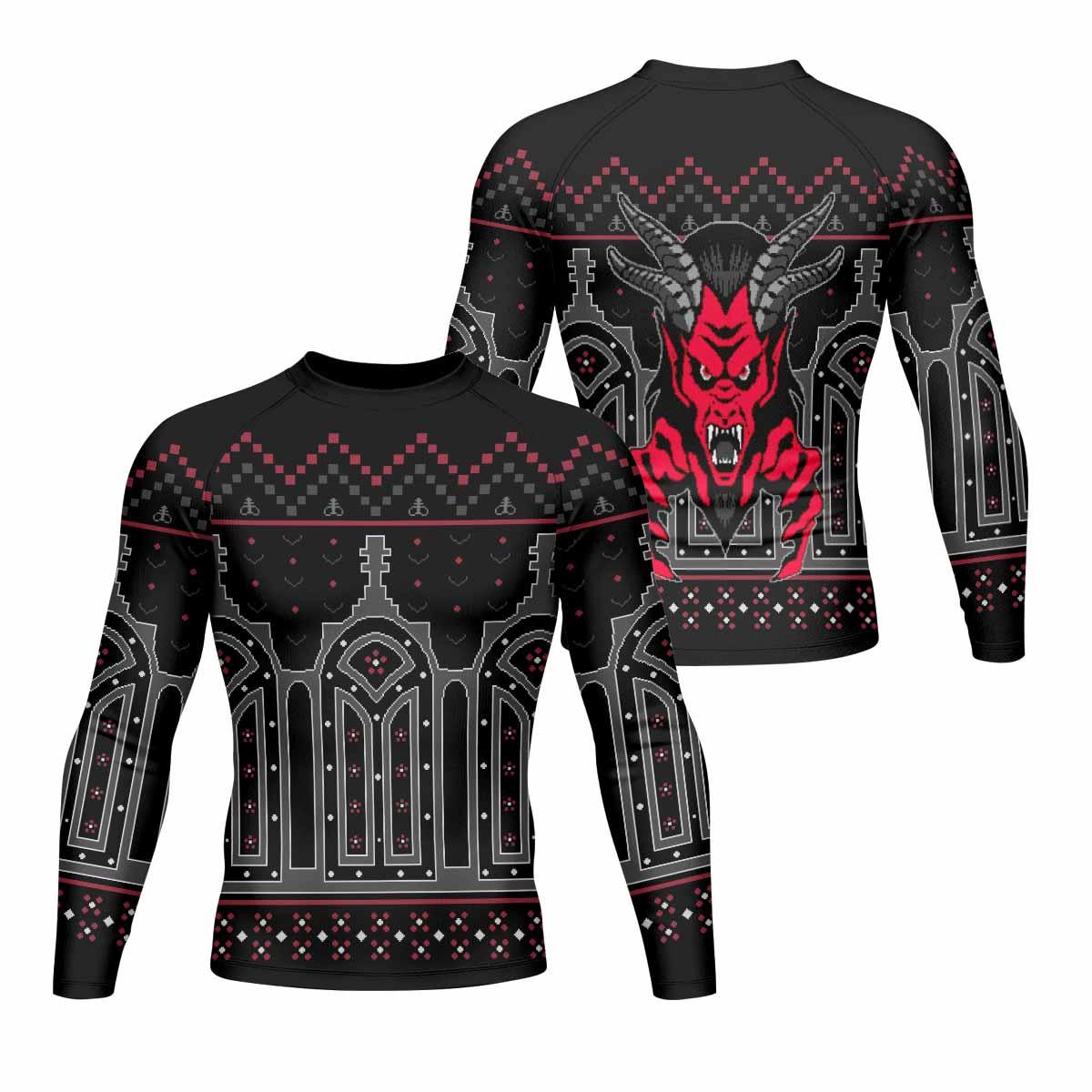 Hell's Gate Men's Rash Guard Long Sleeve - front and back view