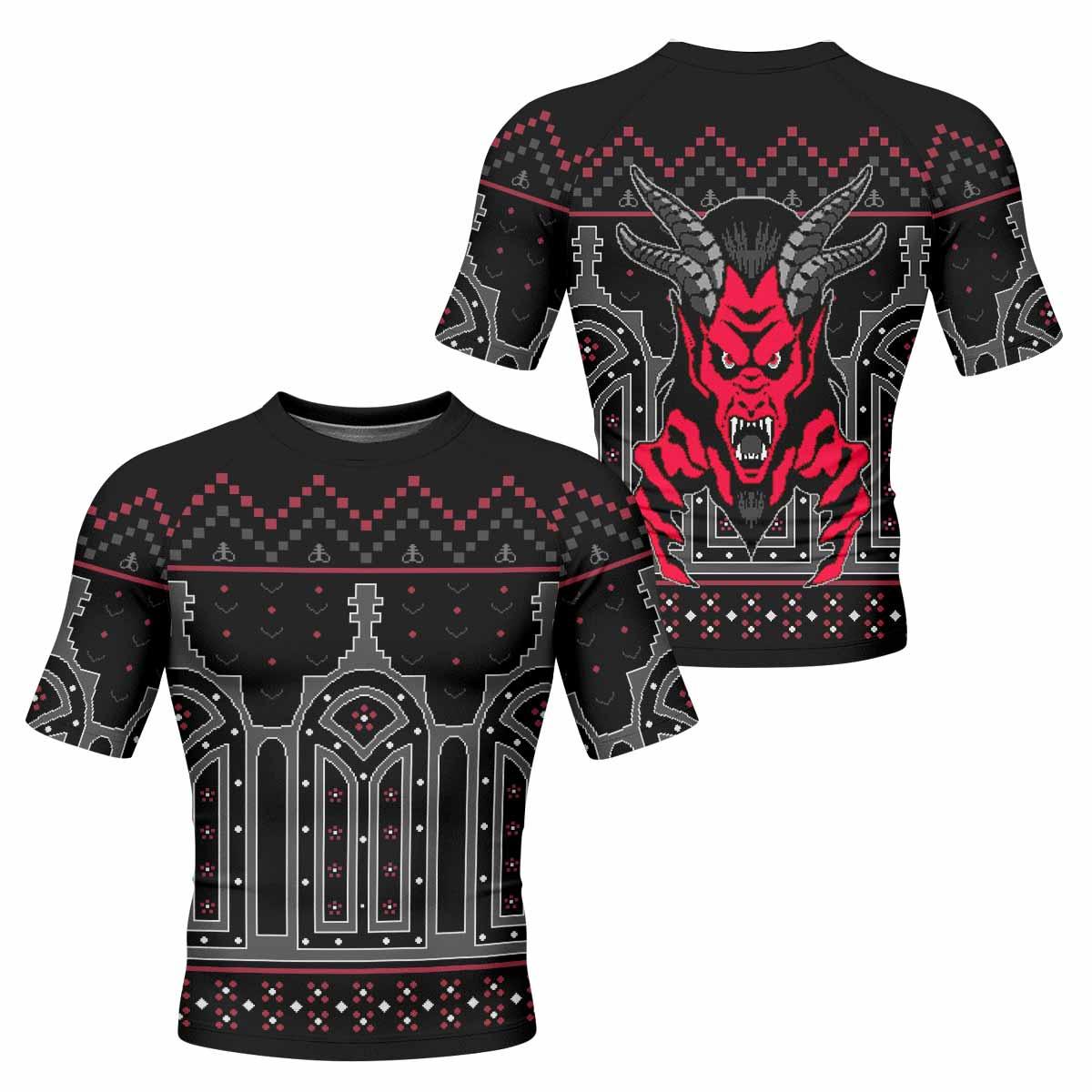 Hell's Gate Men's Rash Guard Short Sleeve - front and back view