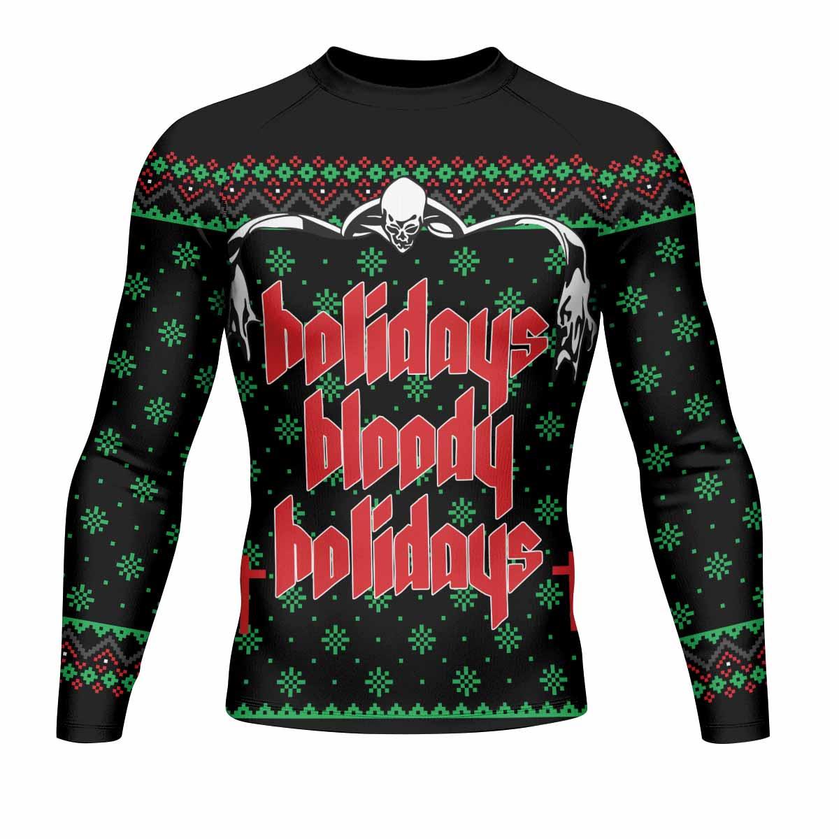 Holidays Bloody Holidays Men's Rash Guard Long Sleeve - front view mockup