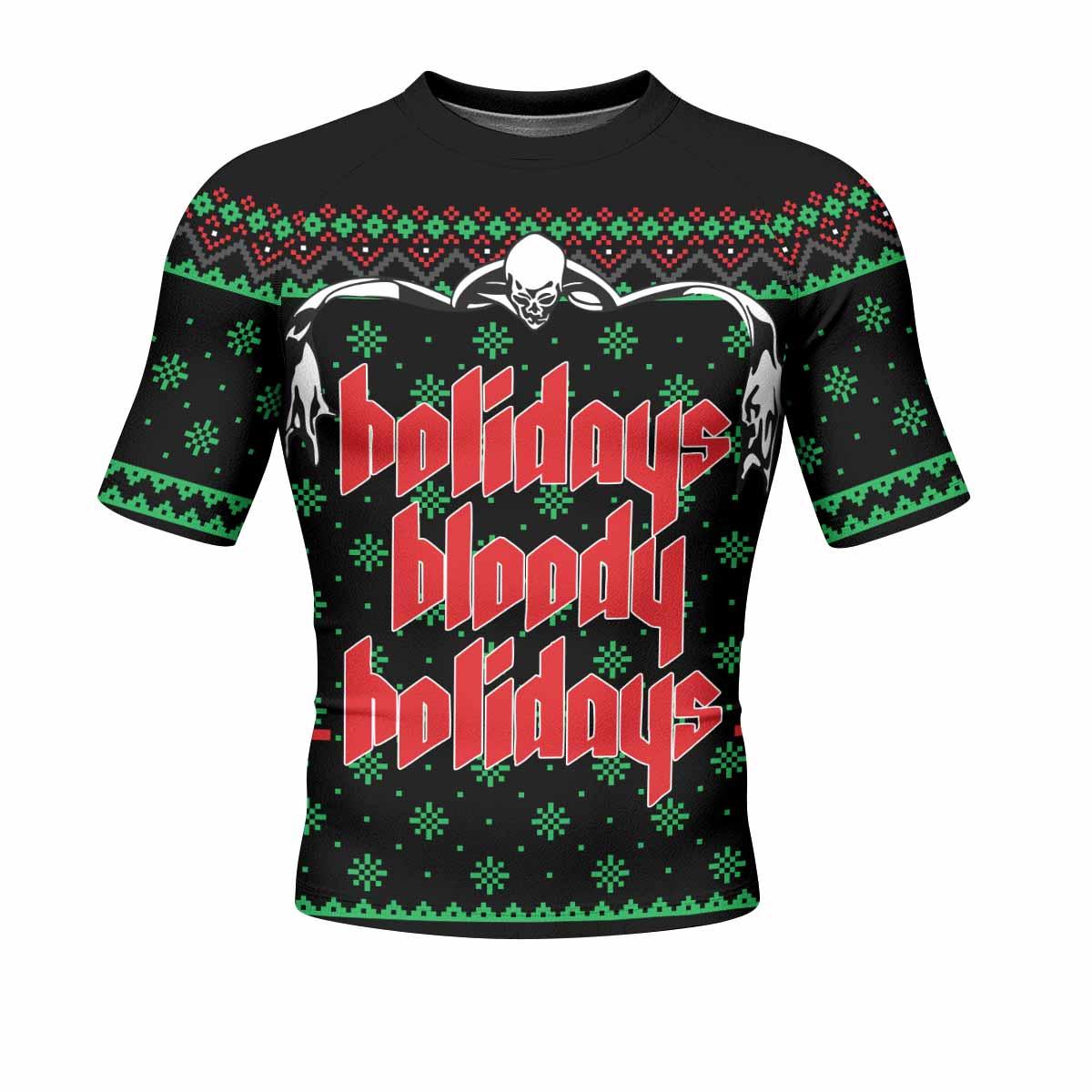 Holidays Bloody Holidays Men's Rash Guard Short Sleeve - front view mockup