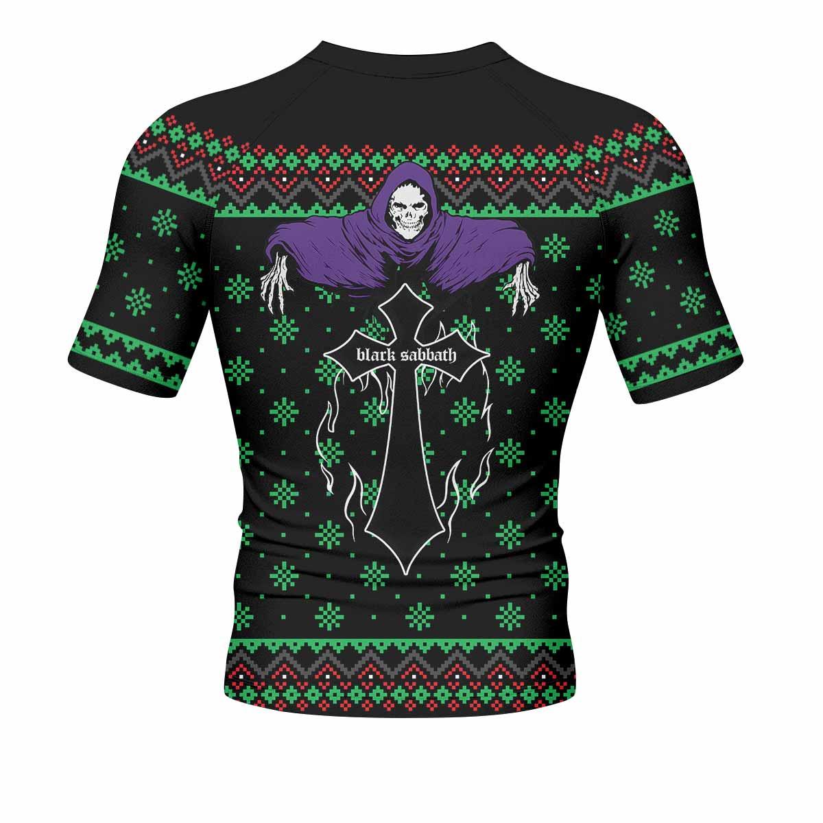 Holidays Bloody Holidays Men's Rash Guard Short Sleeve - back view mockup