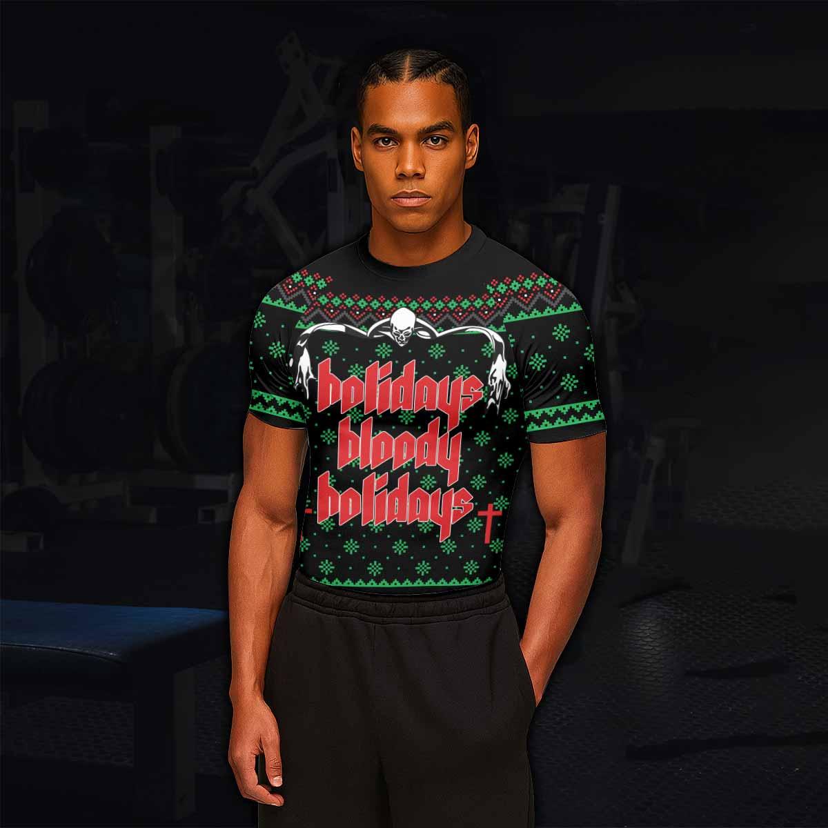 Holidays Bloody Holidays Men's Rash Guard Short Sleeve - lifestyle view