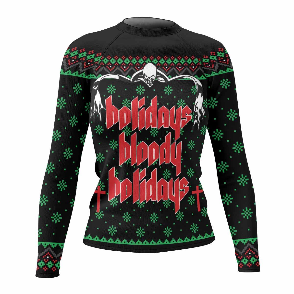 Holidays Bloody Holidays Women's Rash Guard Long Sleeve - front view mockup