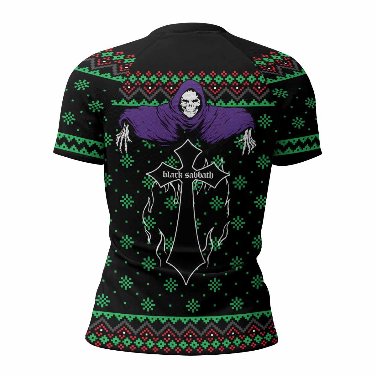 Holidays Bloody Holidays Women's Rash Guard Short Sleeve - back view mockup