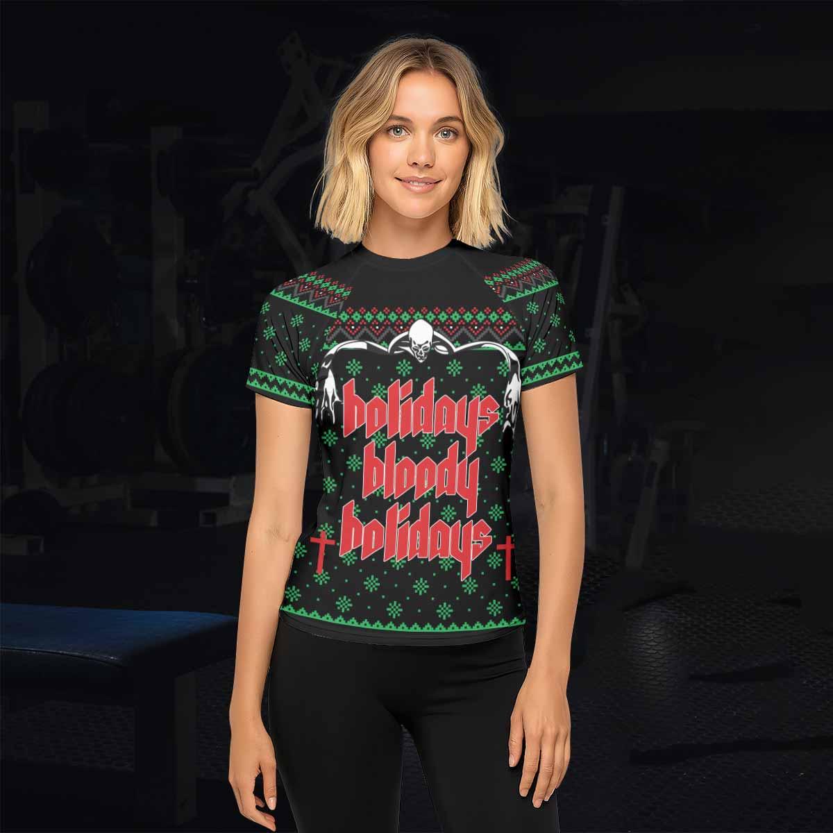 Holidays Bloody Holidays Women's Rash Guard Short Sleeve - lifestyle view