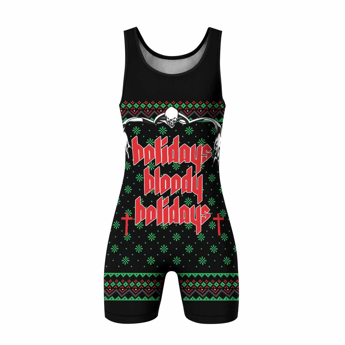 Holidays Bloody Holidays Wrestling Singlet - front view mockup