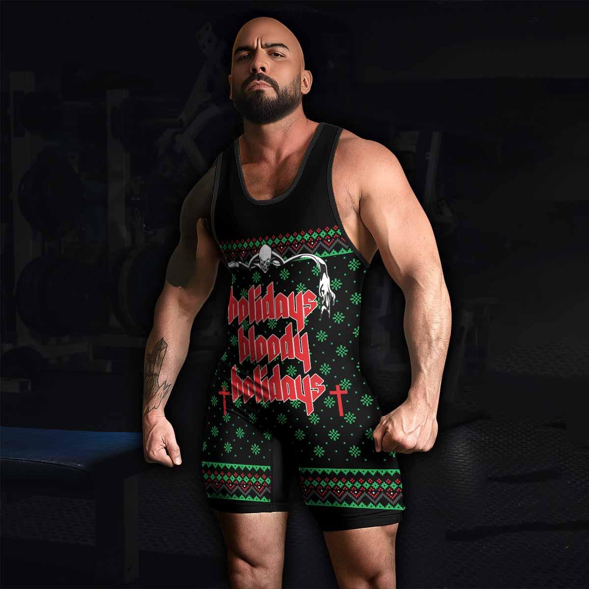 Holidays Bloody Holidays Wrestling Singlet - men's lifestyle view