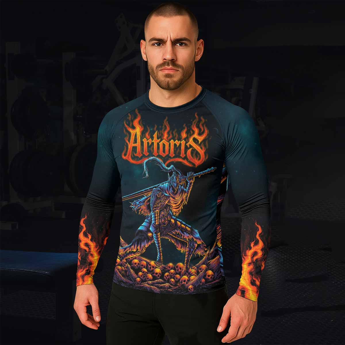 Infernal Artorias Men's Rash Guard Long Sleeve - lifestyle view