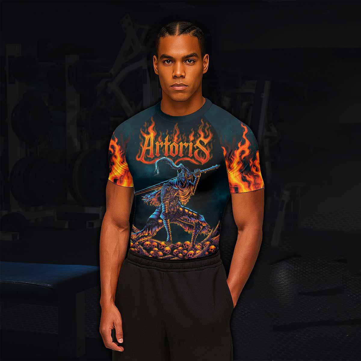 Infernal Artorias Men's Rash Guard Short Sleeve - lifestyle view