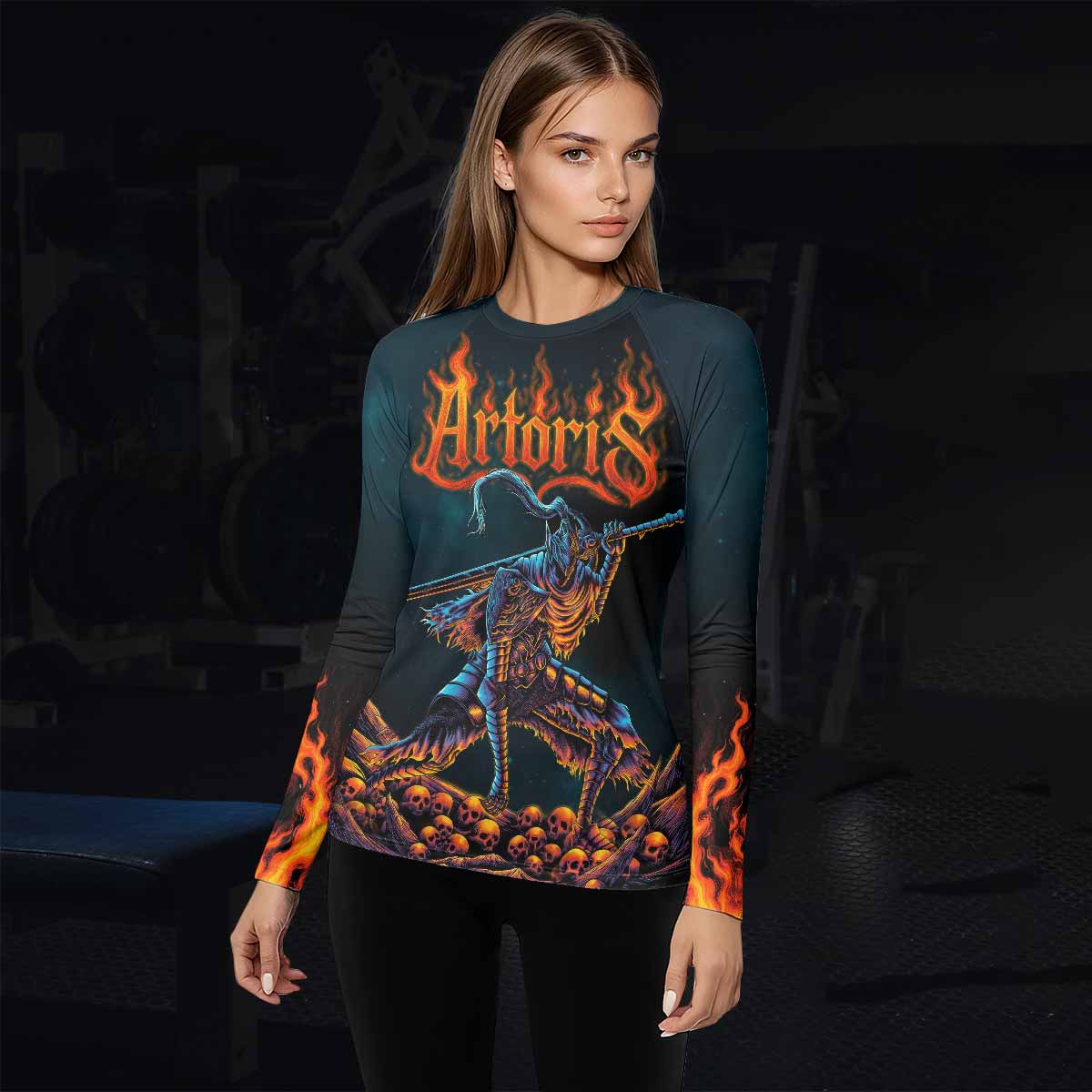 Infernal Artorias Women's Rash Guard Long Sleeve - lifestyle view