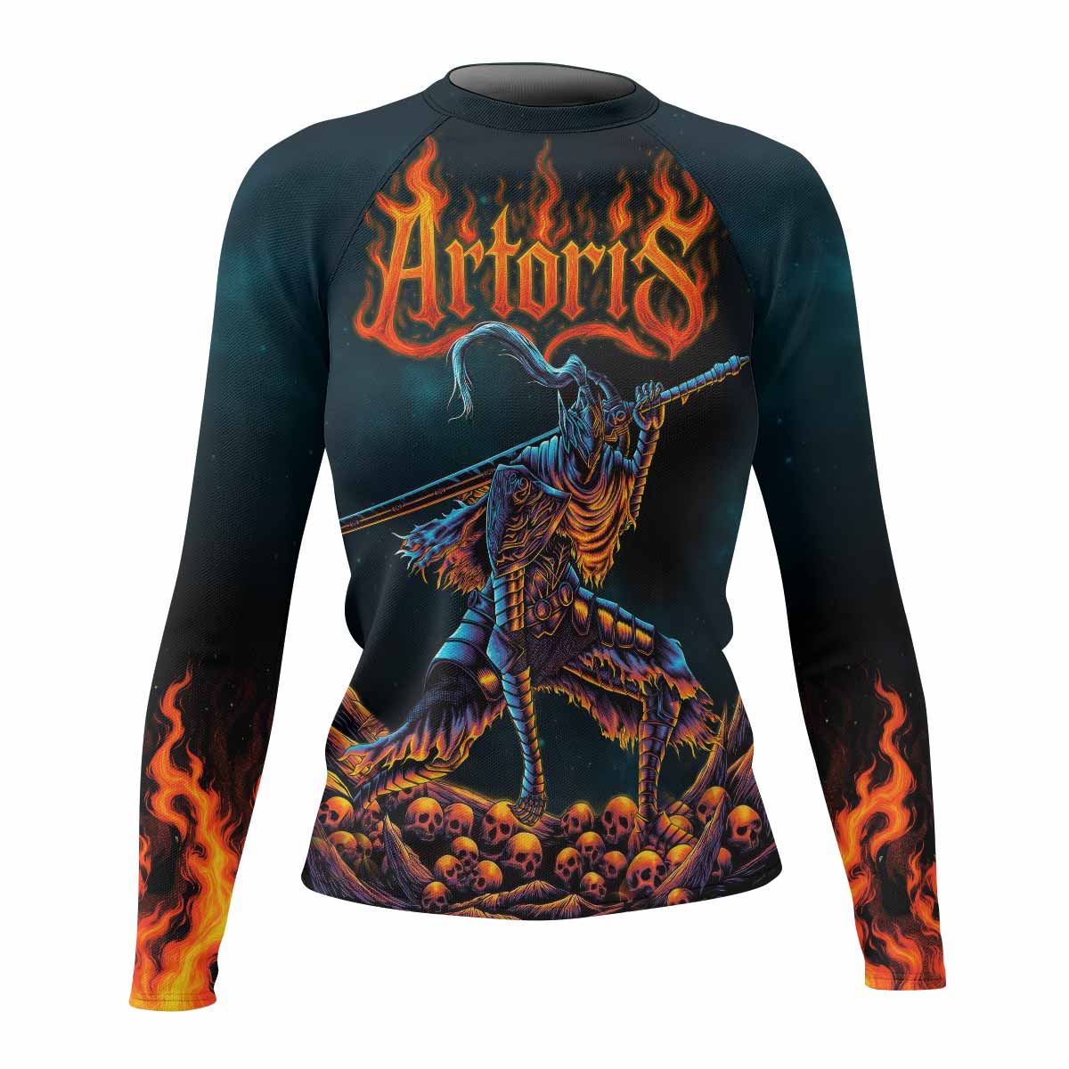 Infernal Artorias Women's Rash Guard Long Sleeve - front view mockup 
