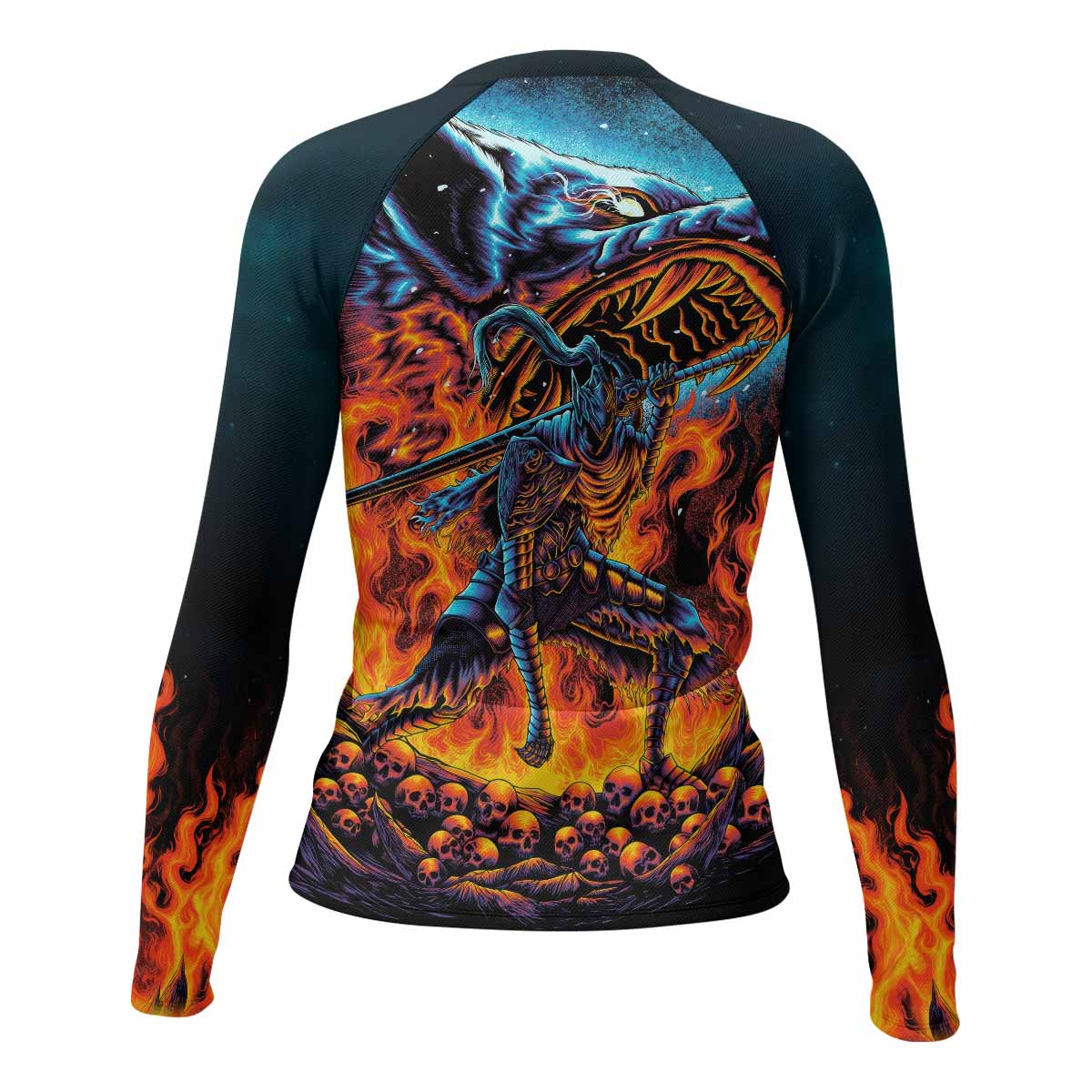 Infernal Artorias Women's Rash Guard Long Sleeve - back view mockup 